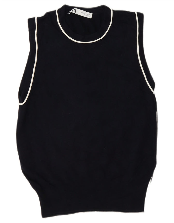 Zara Γυναικείο Γιλέκο Tank Top UK 10 Small Black Viscose