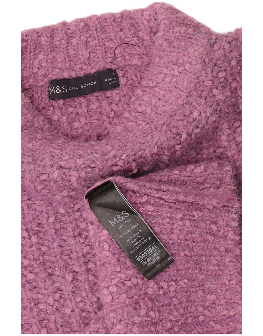 Marks & Spencer Γυναικείο πουλόβερ με λαιμόκαυστο UK 8 Small Purple Polyester