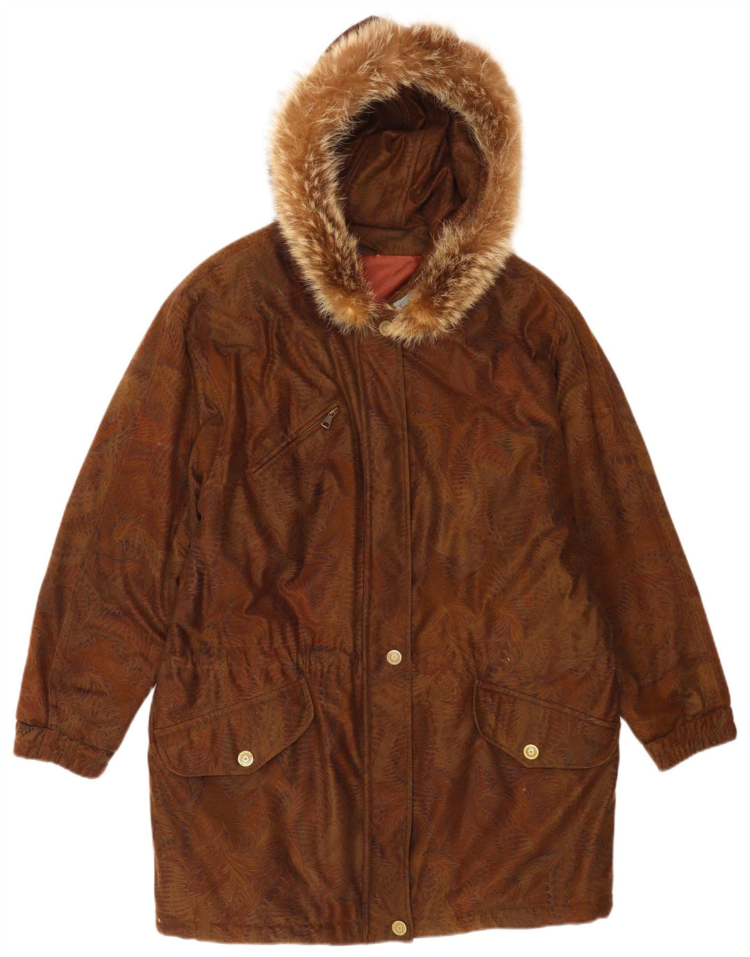 Vintage Γυναικείο παλτό με κουκούλα Oversized Windbreaker EU 42 Μεγάλο Καφέ
