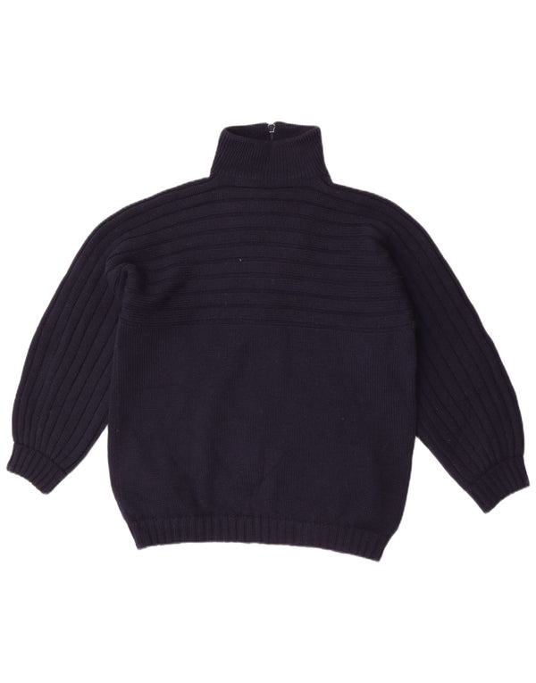 Vintage γυναικείο πουλόβερ ζακέτα με φερμουάρ UK 16 Large Navy Blue