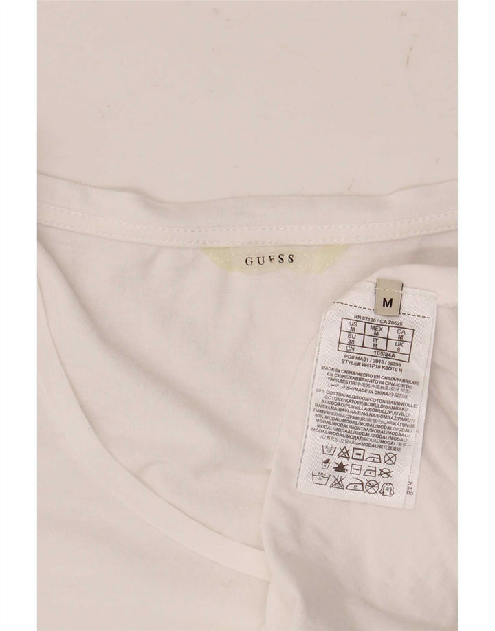 Guess Γυναικείο T-Shirt Top UK 8 Μικρό λευκό βαμβακερό