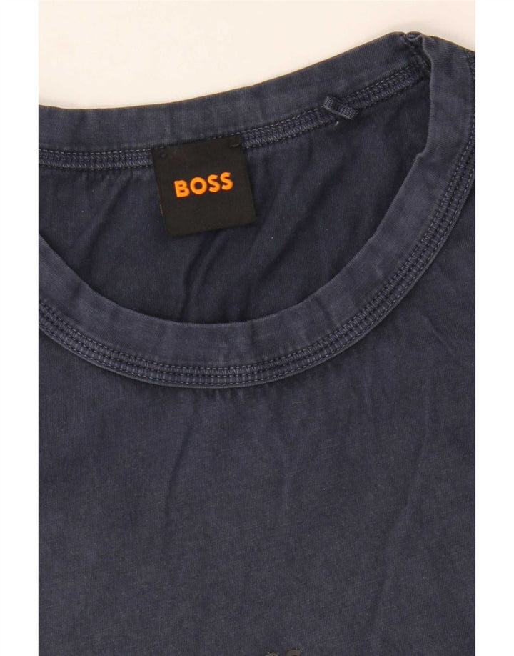 Ανδρικό T-Shirt Hugo Boss Top από μεσαίο μπλε ναυτικό βαμβακερό