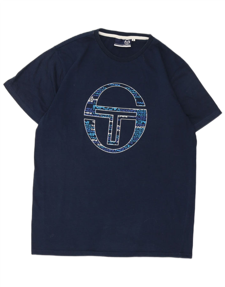 SERGIO TACCHINI Ανδρικό γραφικό μπλουζάκι τοπ Μικρό Navy Blue Polyester