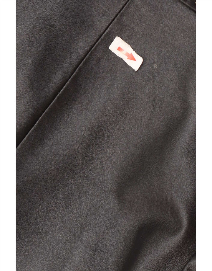Julia S. Roma Γυναικείο δερμάτινο σακάκι με 3 κουμπιά UK 12 Medium Black