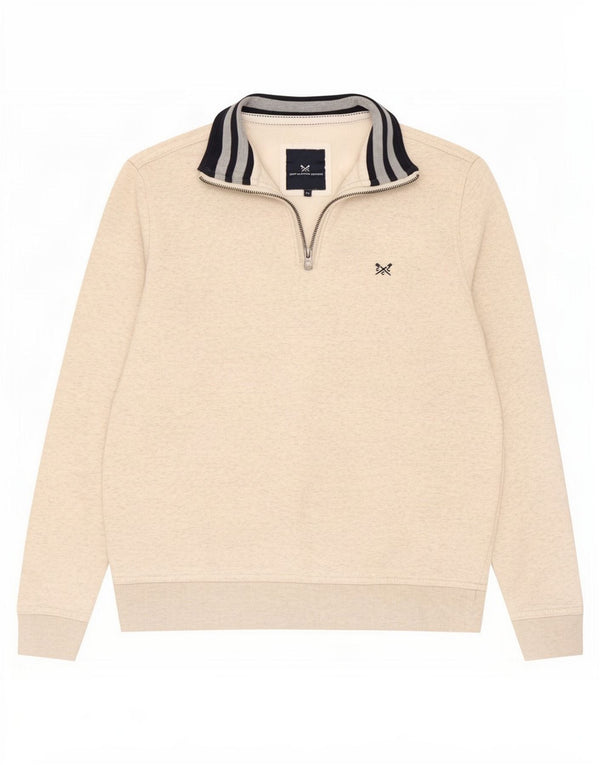 Crew Clothing Ανδρικό φούτερ με φερμουάρ, μεσαίο μπεζ βαμβακερό