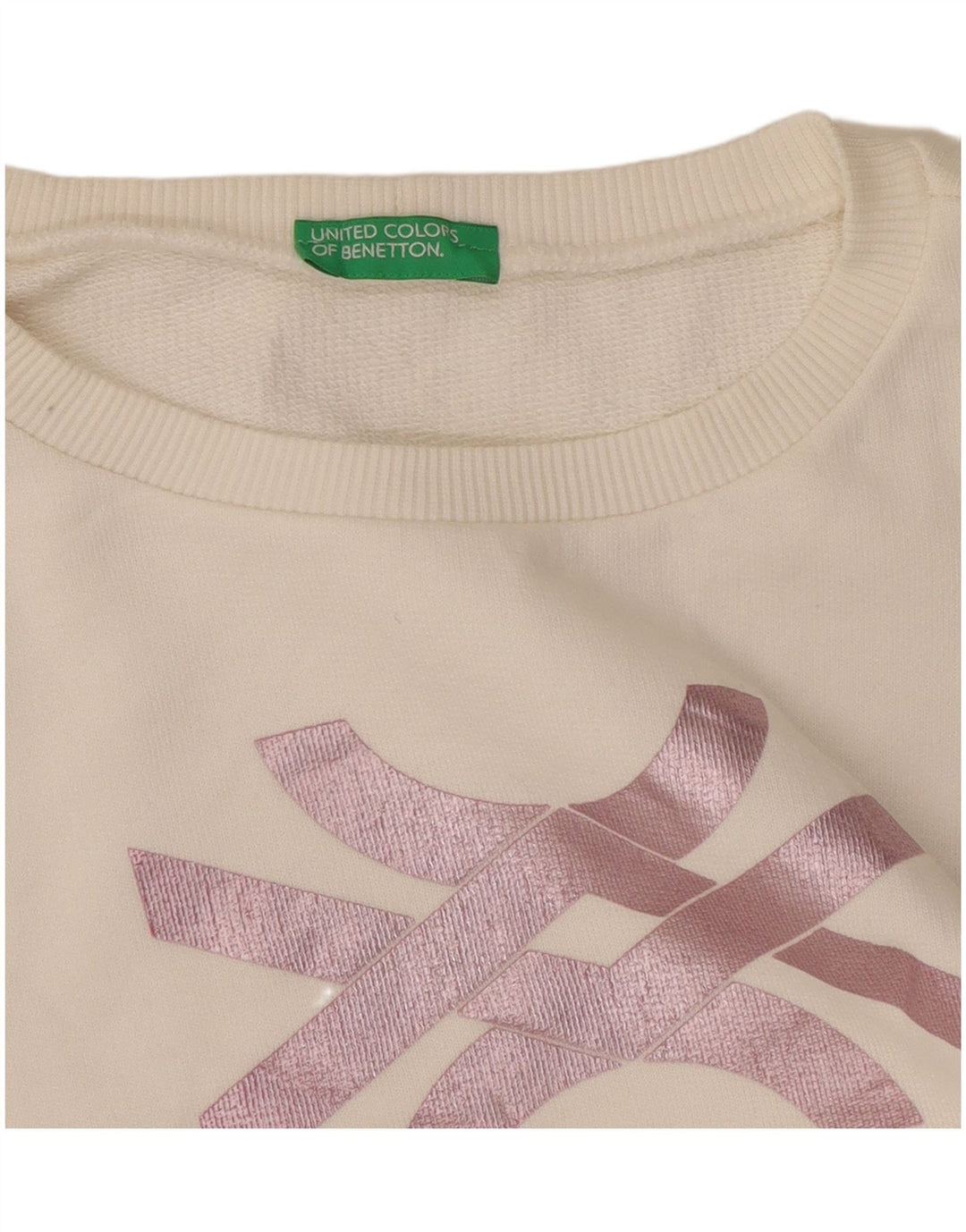 Γυναικεία γραφική φούτερ Benetton Jumper UK 10 Small White