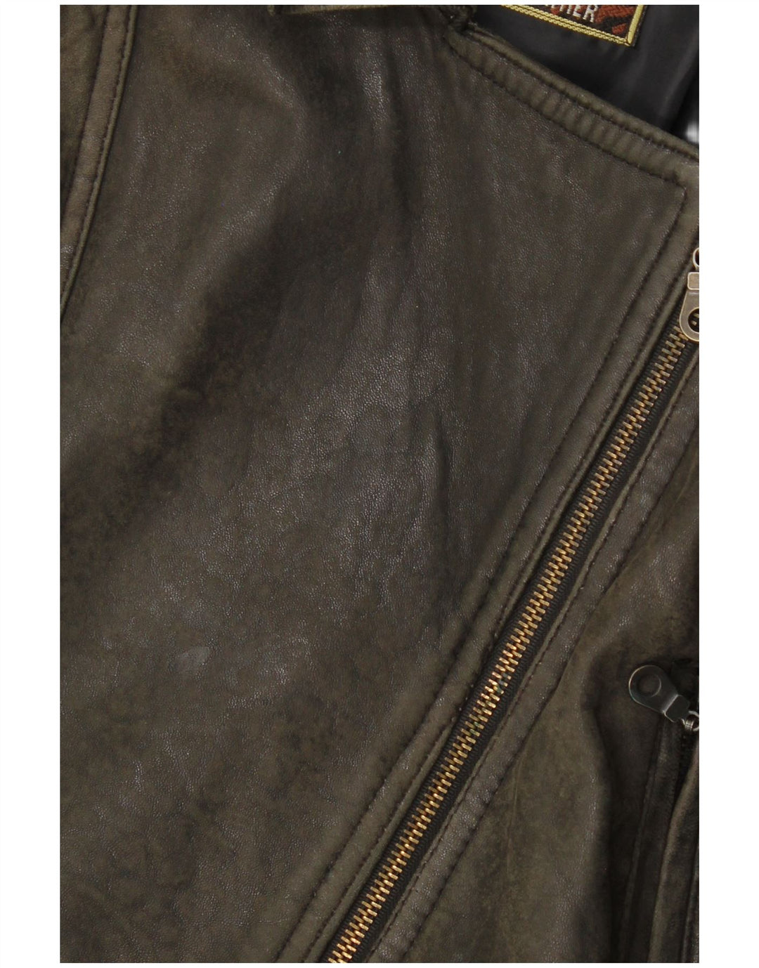 Vintage Γυναικείο Δερμάτινο Oversized Biker Jacket UK 10 Small Brown Leather