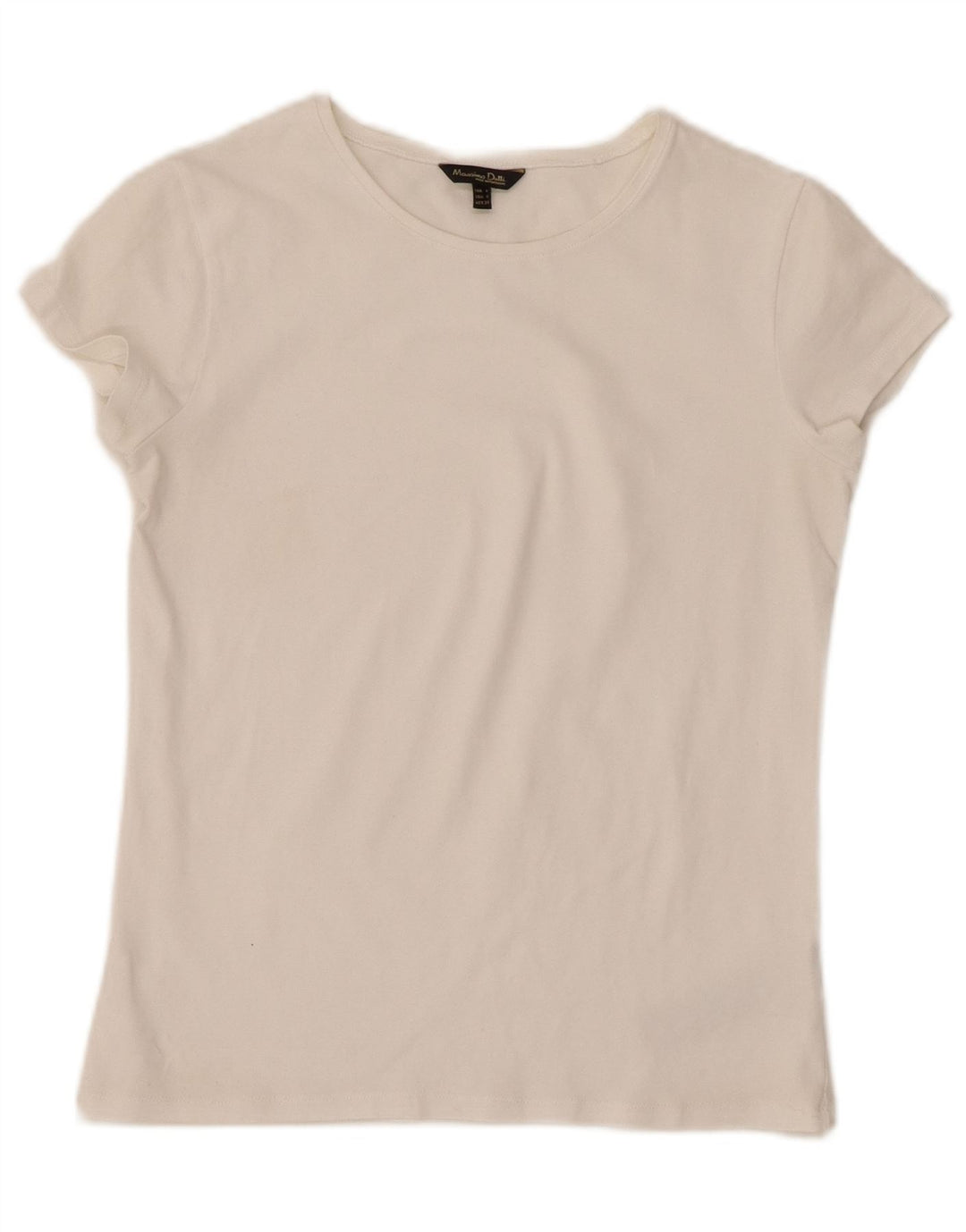 MASSIMO DUTTI Γυναικείο T-Shirt Top UK 8 Small White Βαμβακερό