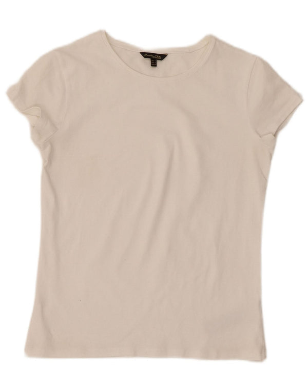 MASSIMO DUTTI Γυναικείο T-Shirt Top UK 8 Small White Βαμβακερό