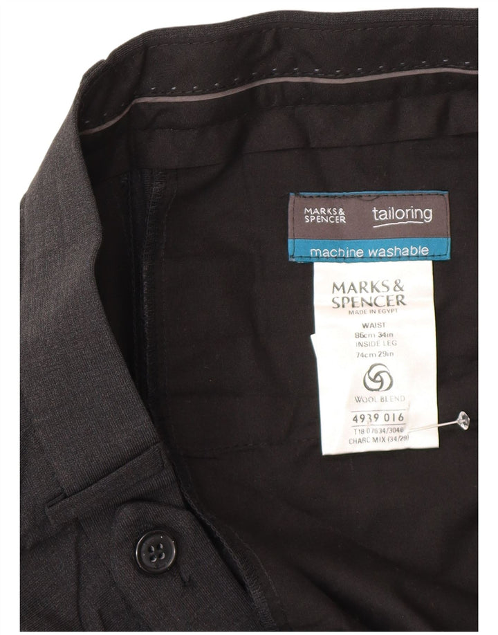 Ανδρικό παντελόνι με καρφωτό κοστούμι Marks & Spencer W34 L29 Γκρι πολυεστέρας