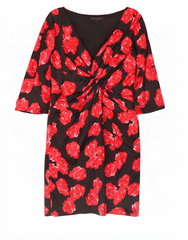 Γυναικείο φόρεμα Coast 3/4 με μανίκια UK 16 Large Black Floral Silk