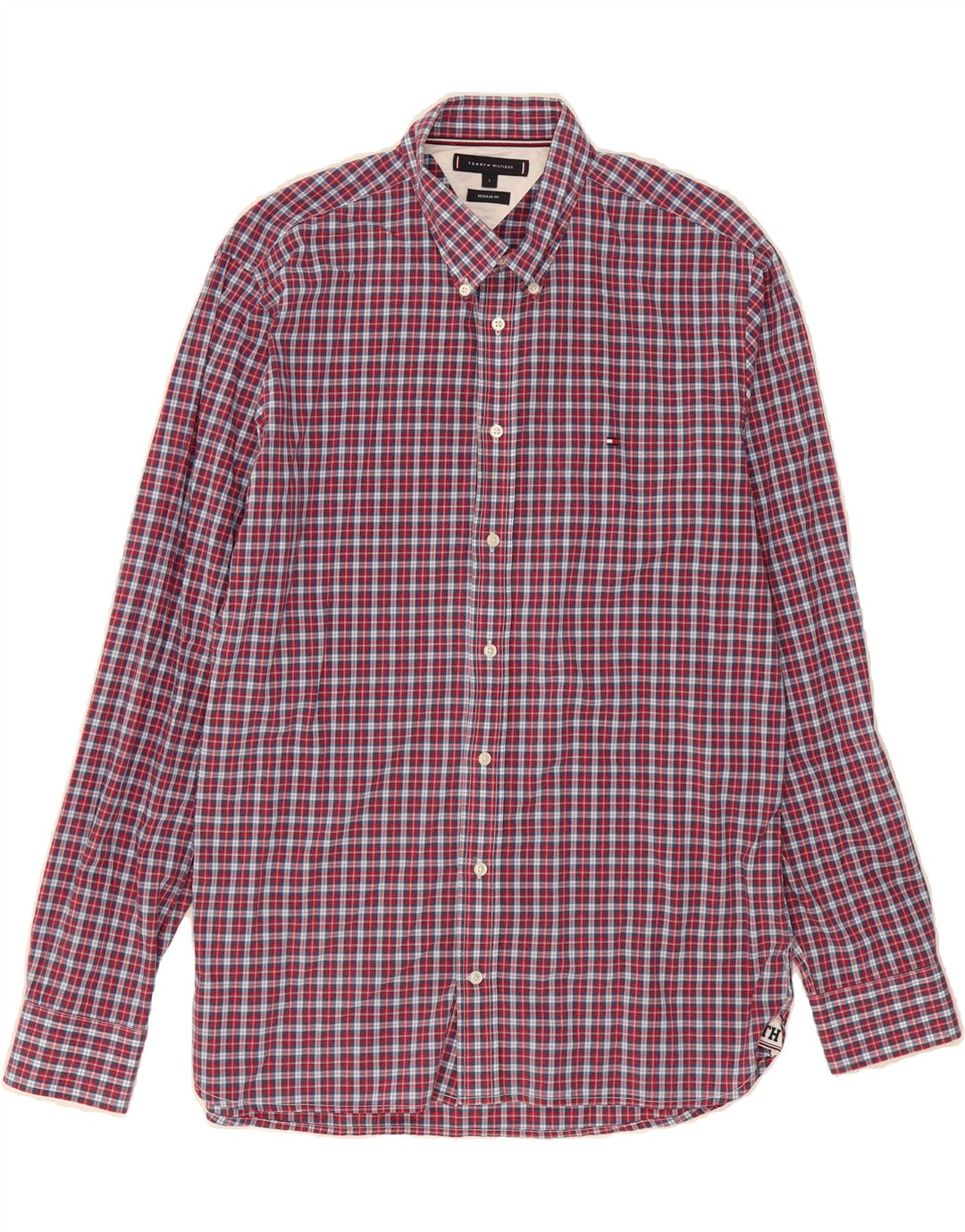 TOMMY HILFIGER Mens Regular Fit Shirt Large Red Check Cotton Vintage Tommy Hilfiger and Second-Hand Tommy Hilfiger from Messina Hembry 