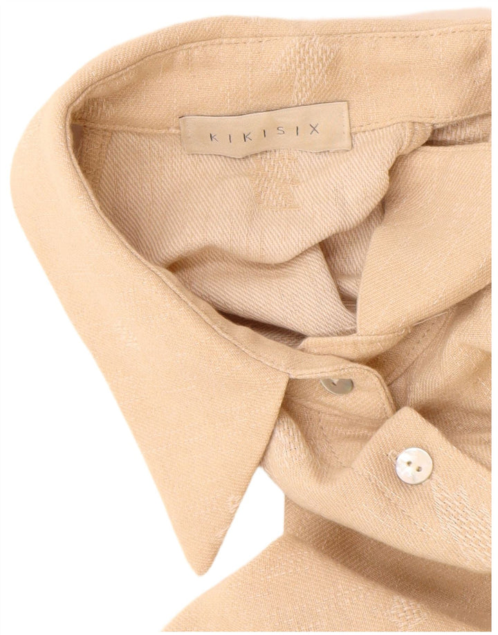 KIKISIX Γυναικείο μάξι αφηρημένο μοτίβο αμάνικο φόρεμα UK 14 Medium Beige