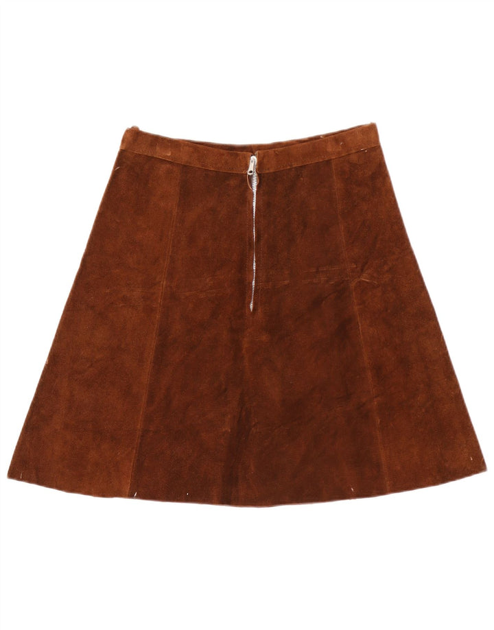 Vintage Γυναικεία Suede Φούστα σε γραμμή Α W28 Μεσαίου καφέ