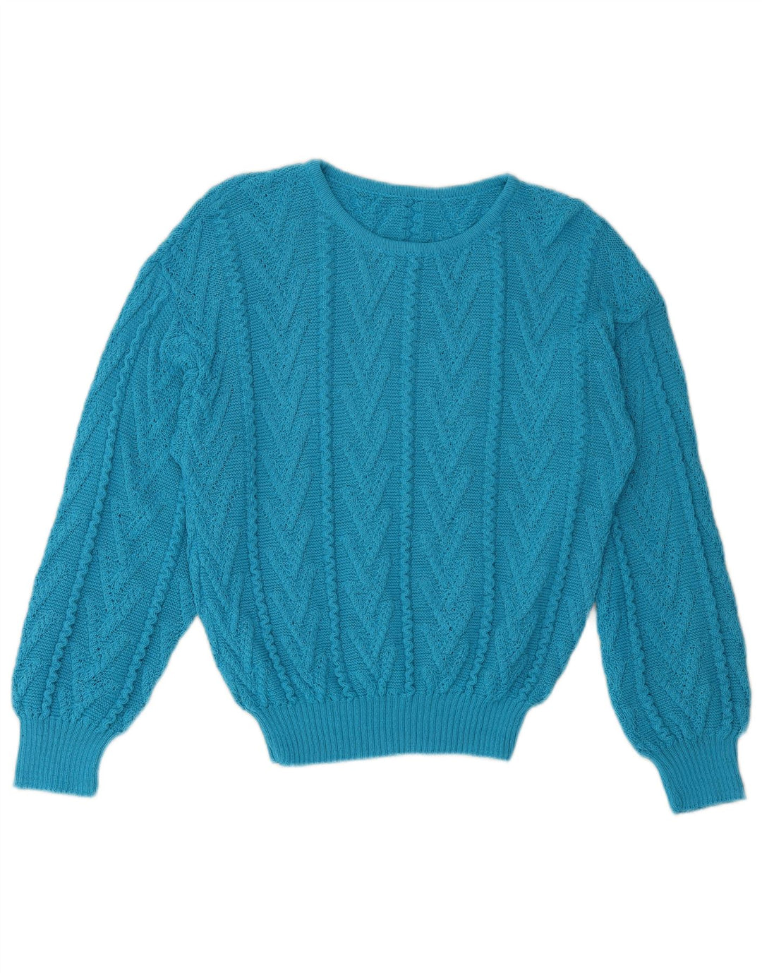 Vintage γυναικείο πουλόβερ με λαιμόκοψη UK 12 Medium Blue