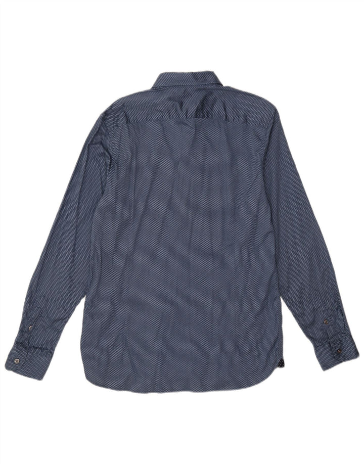 Ανδρικό πουκάμισο Ted Baker Νούμερο 4 Μεγάλο βαμβακερό μπλε με στίγματα