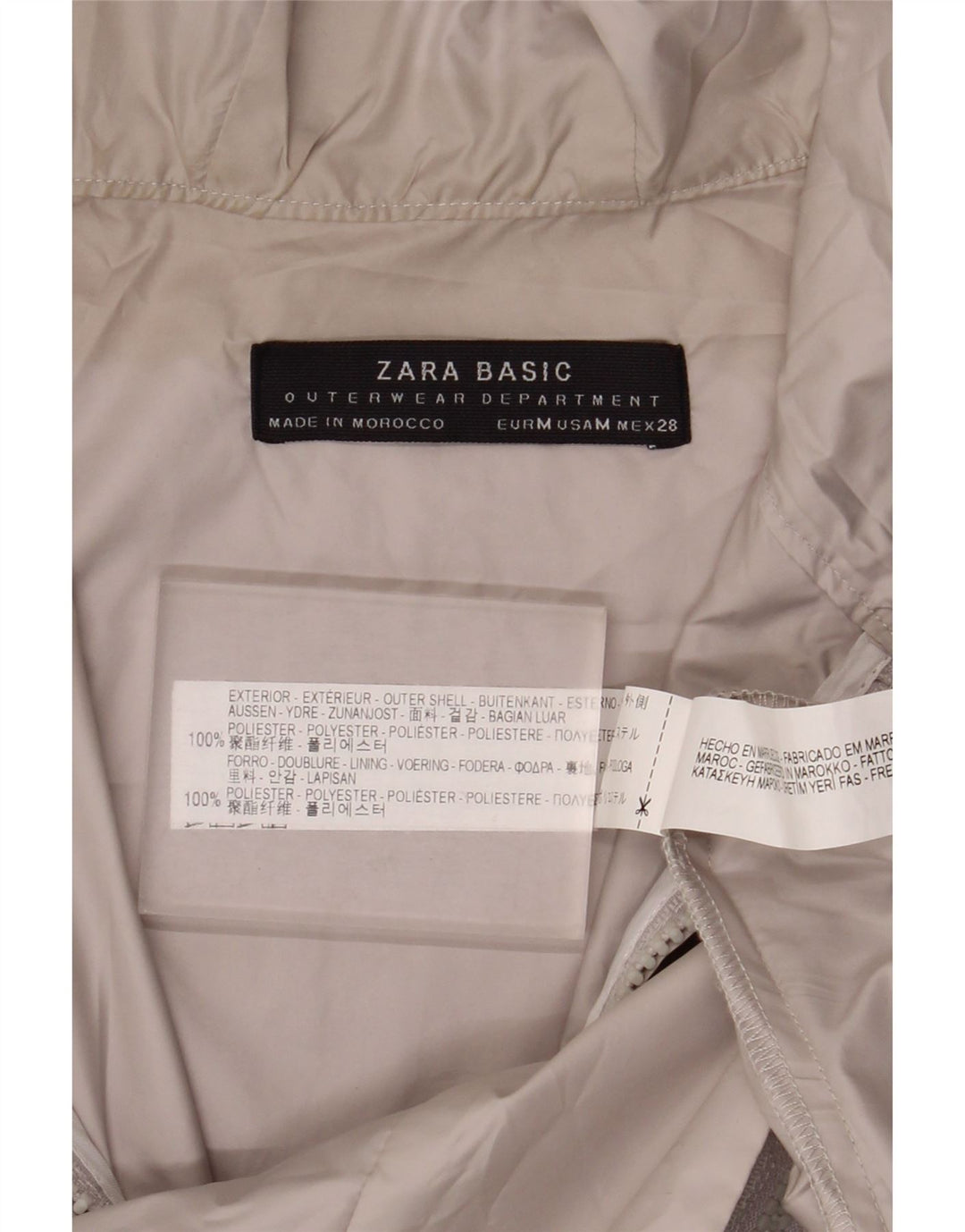 Zara Γυναικείο μπουφάν βροχής με κουκούλα 3/4 μανίκια UK 14 μεσαίο γκρι