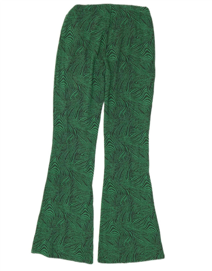 ZARA Γυναικείο Flare Casual Παντελόνι Small W26 L33 Green Animal Print