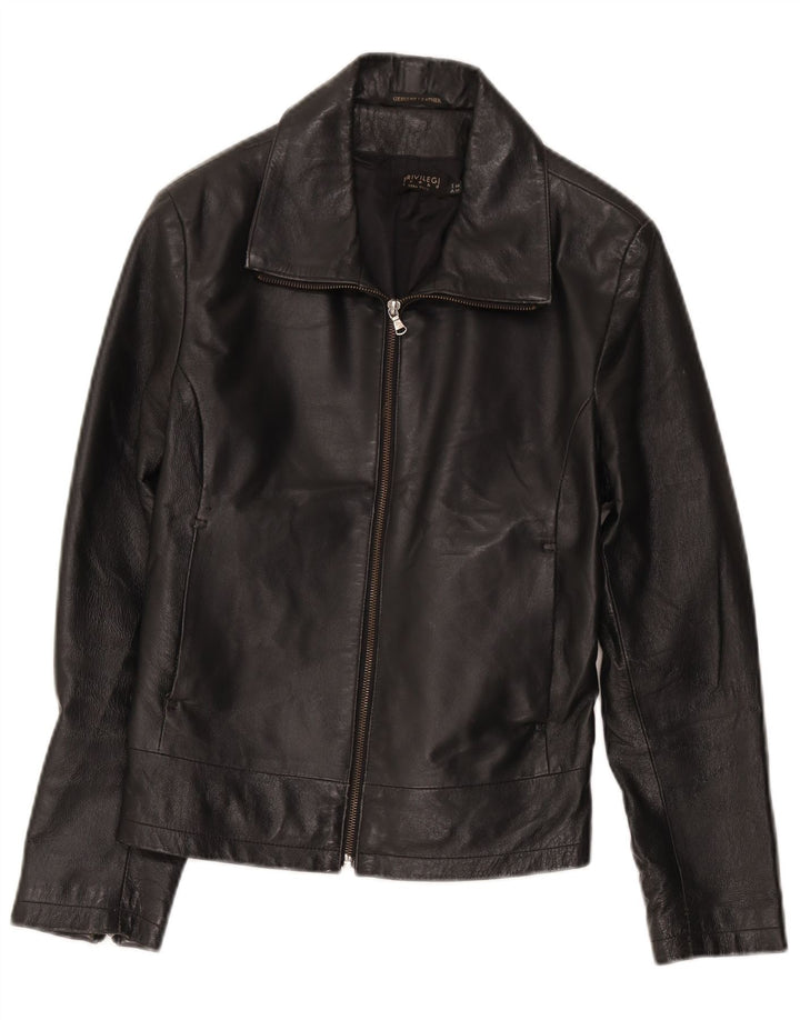 Privilegi Γυναικείο Δερμάτινο Crop Bomber Jacket IT 44 Medium Black Leather