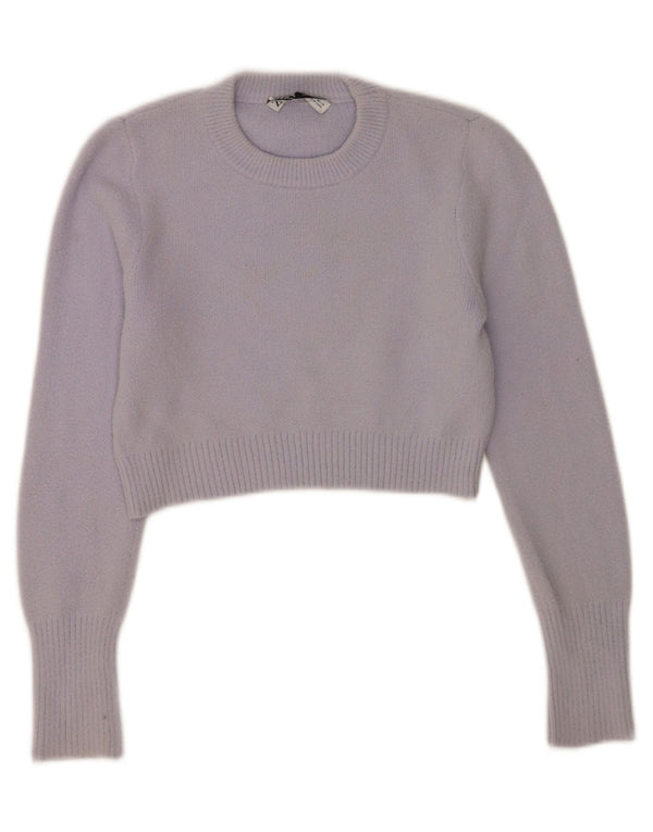 Zara Γυναικείο πουλόβερ με λαιμόκοψη Crop Crop UK 10 Small Purple Nylon