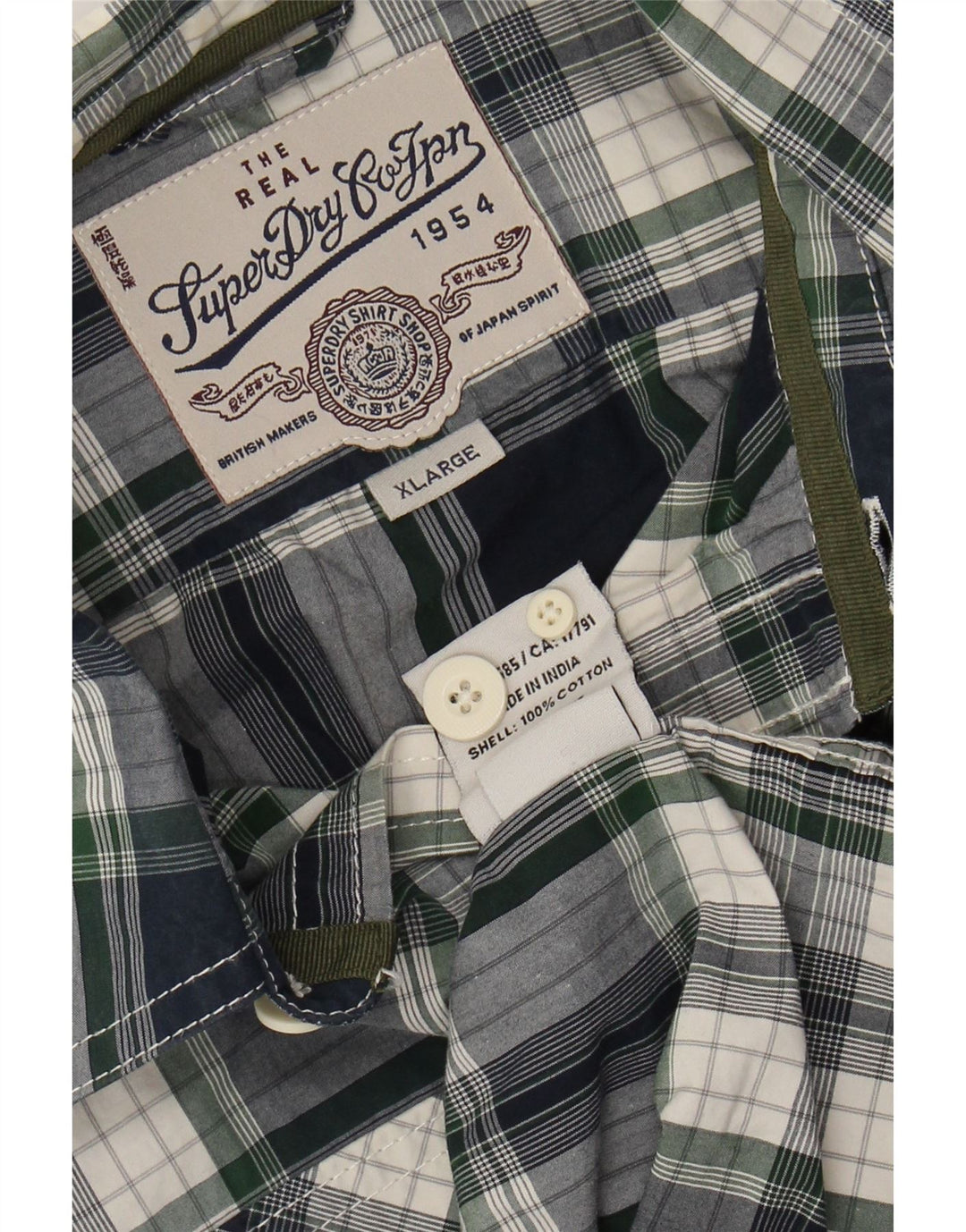 Ανδρικό πουκάμισο SUPERDRY XL Navy Blue Check Cotton