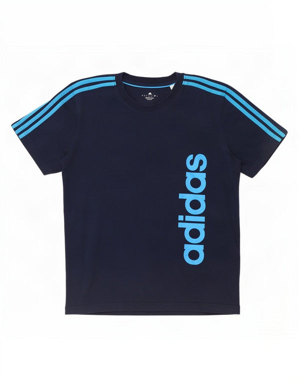 Ανδρικό γραφικό T-shirt Adidas Climalite Top Large Navy Blue από βαμβάκι