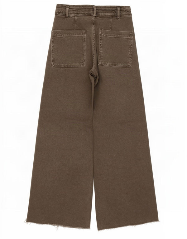 Zara Womens The Marine Straight Wide Leg Jeans EU 36 XS W26 L27 Khaki