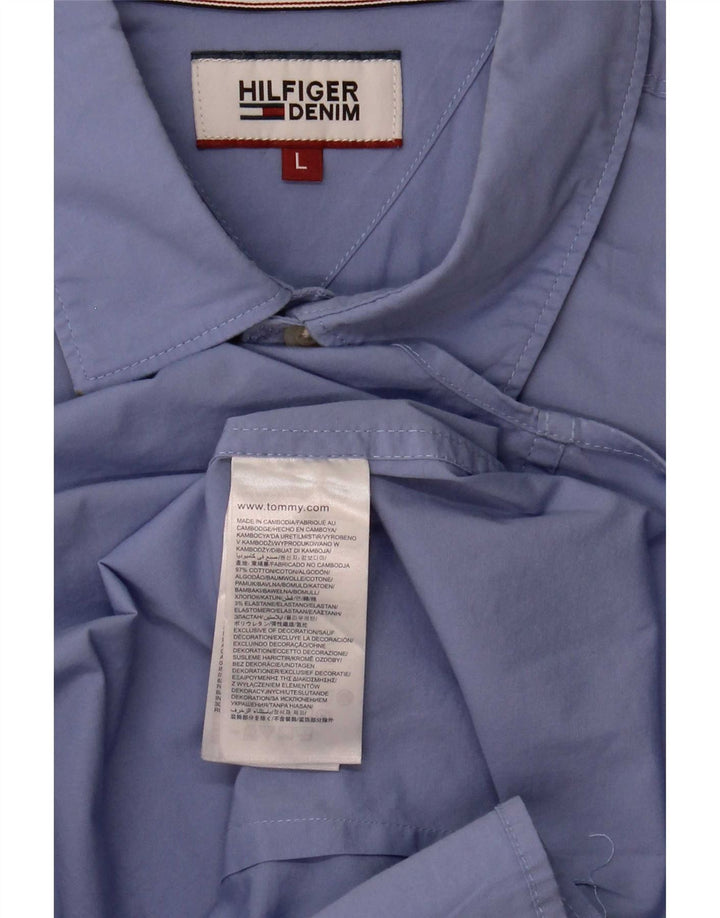 Ανδρικό πουκάμισο Tommy Hilfiger Slim Fit μεγάλο μπλε βαμβακερό
