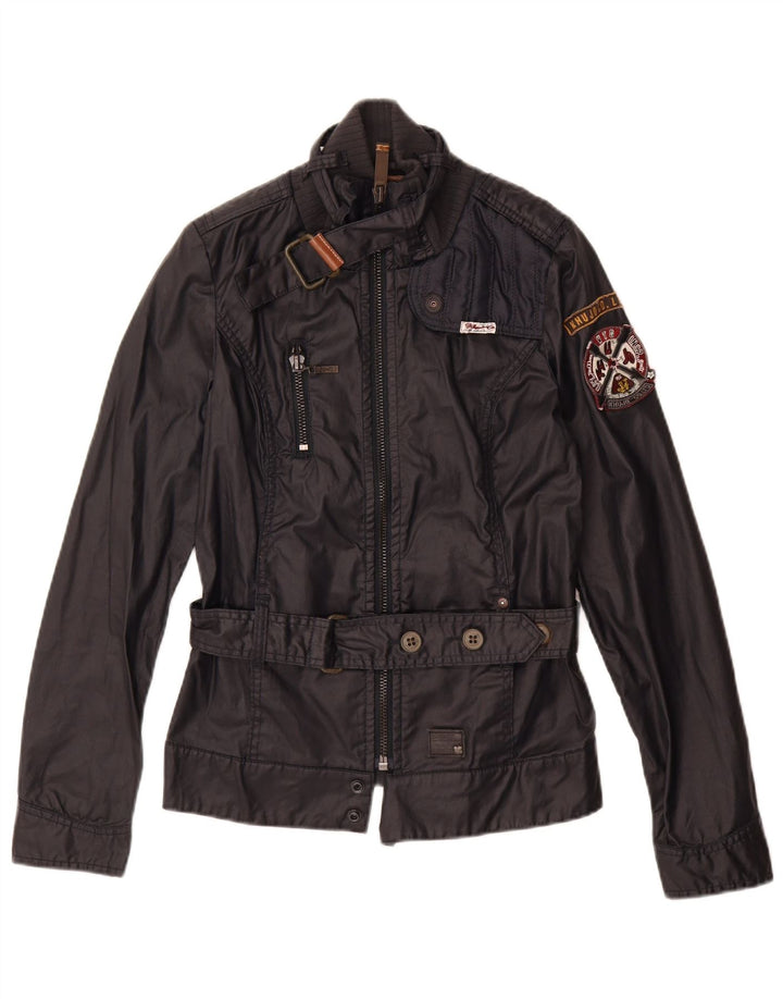 KHUJO Γυναικείο Utility Jacket UK 10 Small Navy Blue Cotton