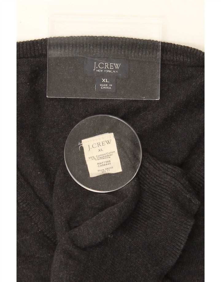 J. CREW Mens V-Neck Jumper Sweater XL Grey Cotton Vintage J. Crew and Second-Hand J. Crew from Messina Hembry 