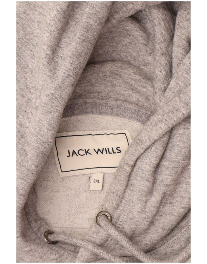 JACK WILLS Ανδρικό γραφικό μπλουζάκι με κουκούλα 3XL, βαμβακερό γκρι