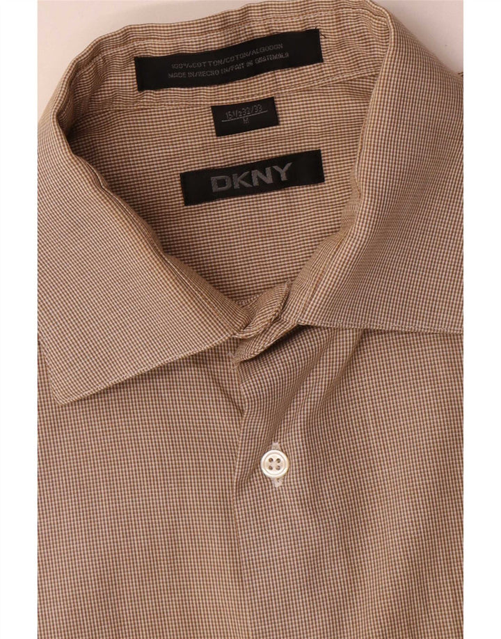 Ανδρικό Πουκάμισο Dkny Μέγεθος 15 1/2 Μεσαίο Καφέ Check Cotton