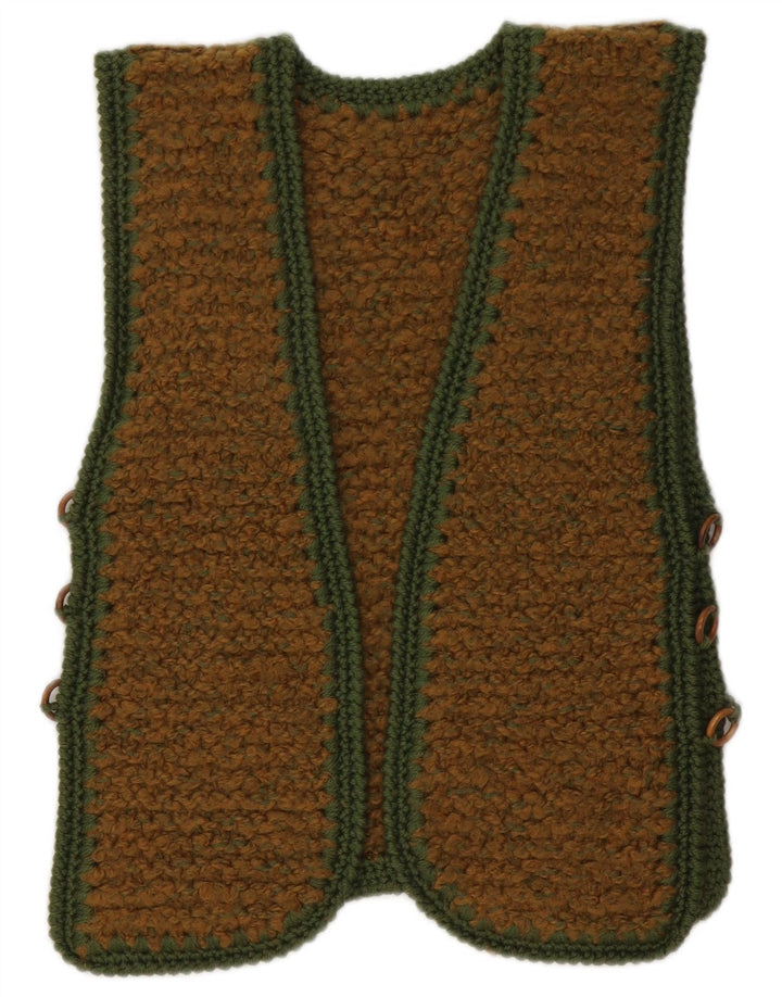 Vintage Γυναικείο Αμάνικο Ανοιχτό Ζακέτα UK 10 Small Brown