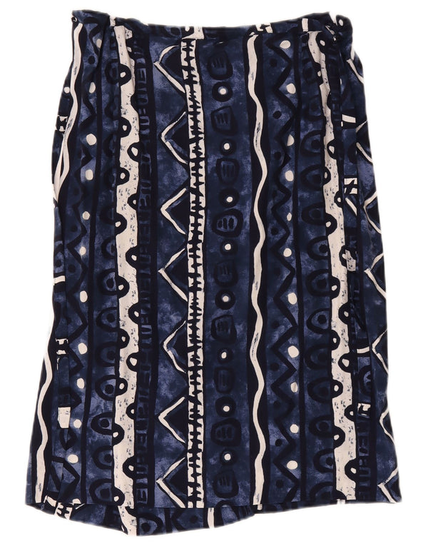 Vintage Γυναικεία Wrap Φούστα W34 Large Navy Blue Geometric