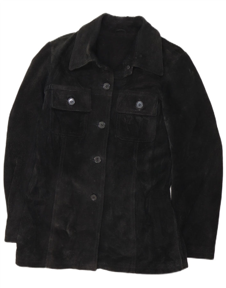 VINTAGE Γυναικείο Suede Jacket UK 12 Medium Black