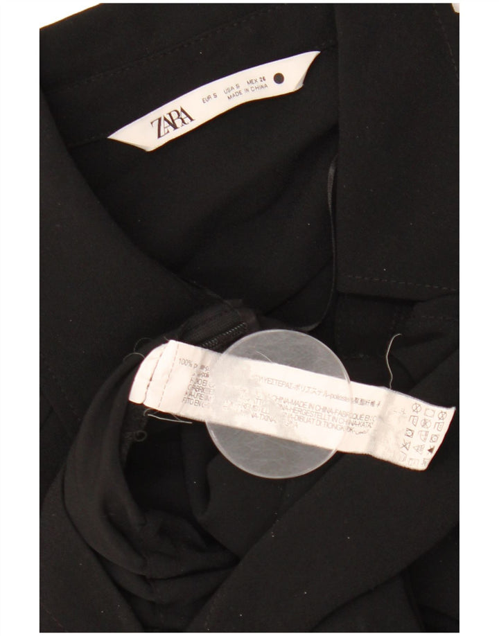 ZARA Γυναικείο πουκάμισο Crop 3/4 Μπλούζα UK 10 Small Black Polyester