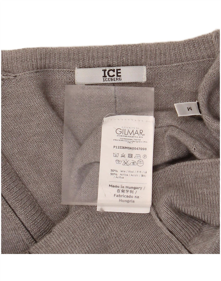 Γυναικείο πουλόβερ ζακέτα Longline ICEBERG UK 14 Medium Grey Wool