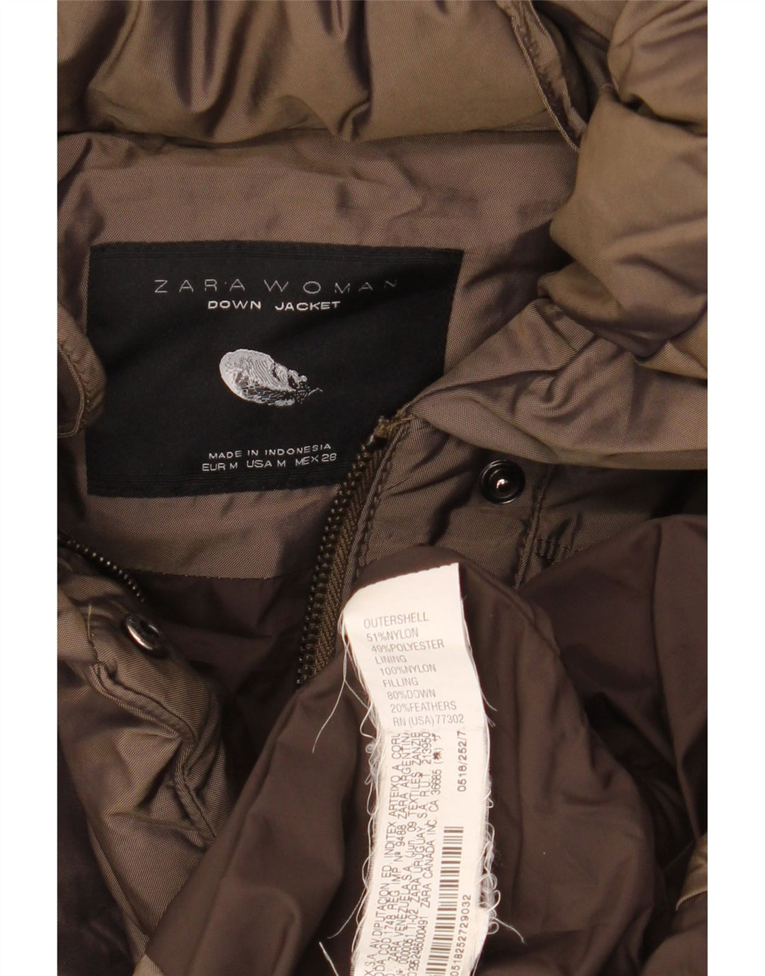 Zara Γυναικείο παλτό UK 14 Medium Brown Nylon