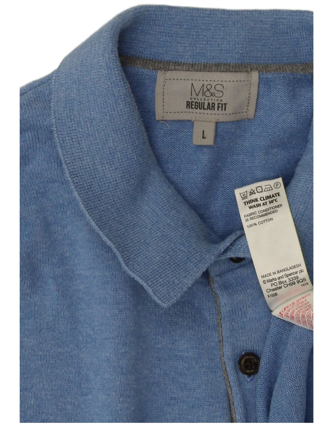 Marks & Spencer Ανδρικό πουλόβερ με κοντό μανίκι polo λαιμόκοψη μεγάλο μπλε