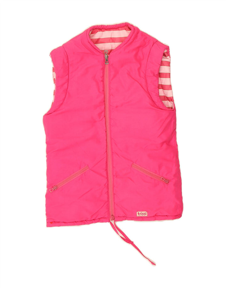 TRISSI Womens Padded Gilet UK 12 Medium Pink Striped Vintage Trissi and Second-Hand Trissi from Messina Hembry 