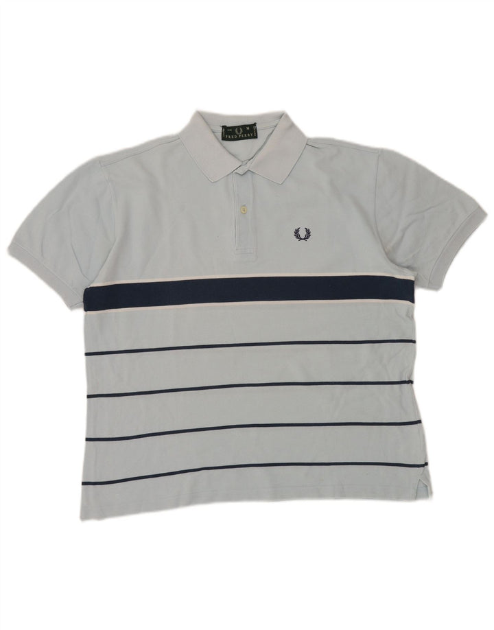 Fred Perry Ανδρικό πουκάμισο πόλο με μεσαίο μπλε βαμβακερό ριγέ