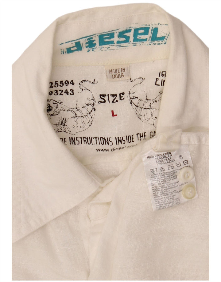 Diesel Ανδρικό γραφικό πουκάμισο μεγάλο λευκό λινό