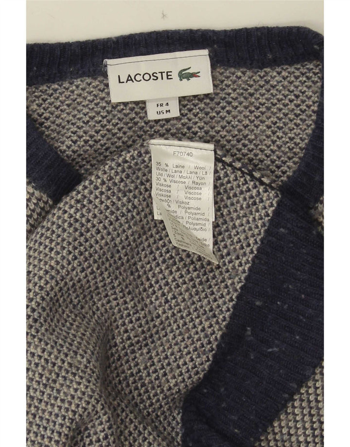 Ανδρικό πουλόβερ με λαιμόκοψη Lacoste, Μέγεθος 4, Μαλλί μεσαίου μπλε ναυτικού