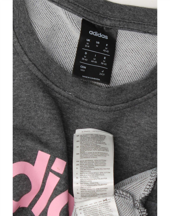 Γυναικεία γραφική φούτερ Adidas Jumper UK 12/14 μεσαίο γκρι βαμβακερό