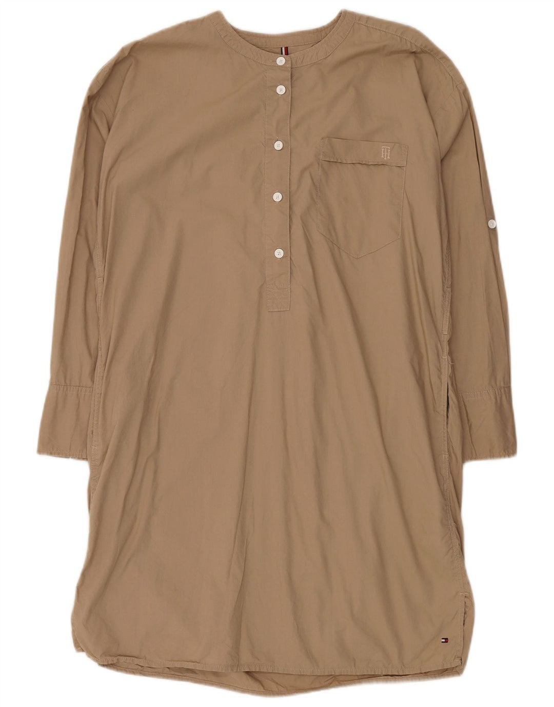 Tommy Hilfiger Γυναικείο πουκάμισο πουλόβερ μεγάλου μεγέθους UK 6 XS Μπεζ βαμβακερό