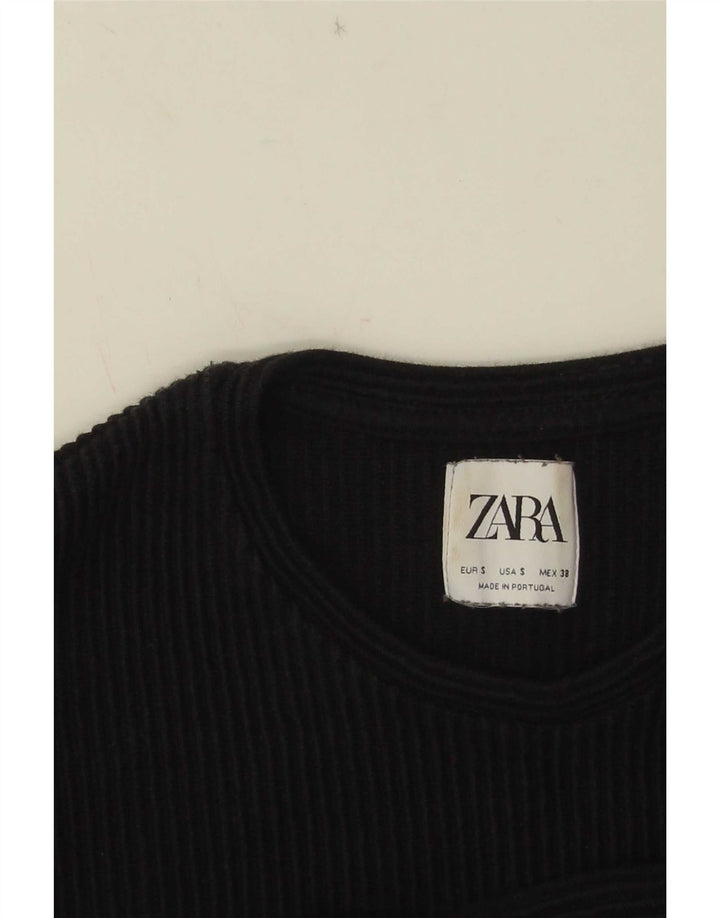 Ανδρικό τοπ Zara μακρυμάνικο μικρό μαύρο βαμβακερό