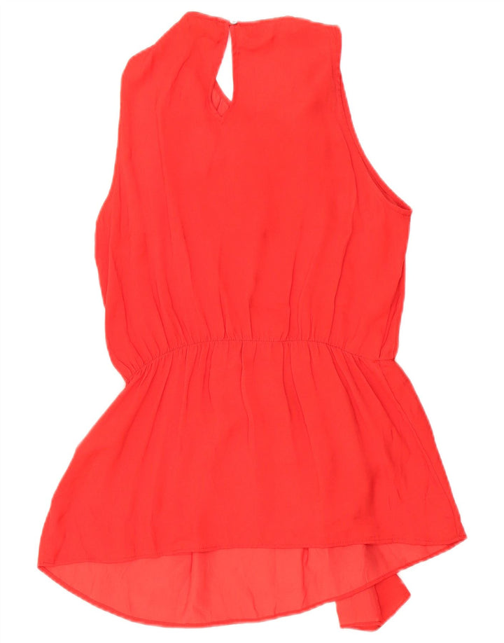 Zara Γυναικεία Αμάνικη Μπλούζα Τοπ UK 14 Medium Red Polyester