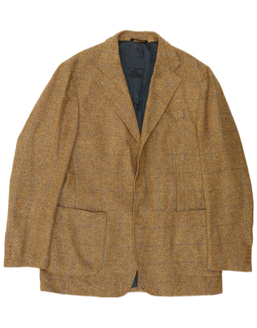 Vintage Ανδρικό τζάκετ σακάκι 3 κουμπιών IT 52 XL Μπεζ καρό μαλλί