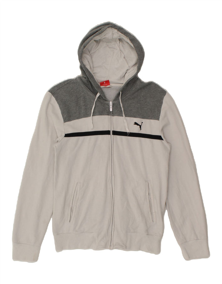 PUMA Mens Zip Hoodie Sweater Small Grey Colourblock Vintage Puma and Second-Hand Puma from Messina Hembry 