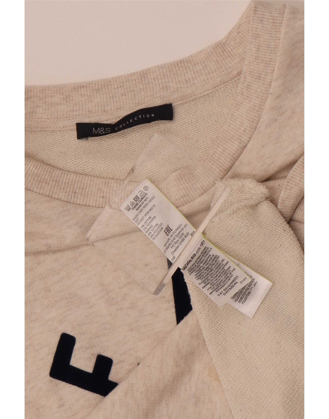 Marks & Spencer Γυναικεία γραφική φούτερ Jumper UK 12 Medium Beige Floral
